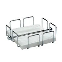 product of APS Germany APS 11763 Napkin Holder, 7 1/2" x 7 1/2" x 2-5/8" Chrome Steel, Low Bar Holds 50 Napkins - 24/Case