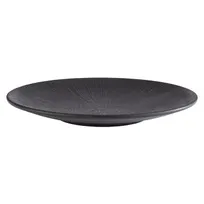 product of APS Germany APS 85064 Black Melamine Plate, 10-1/4" dia x 1-1/8" H, Ribbed Soft Matte Finish - 6/Case