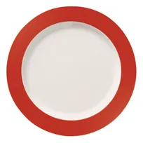 product of Libbey BMEL-1107R - 9" Round Melamine Plate, Red Band, Medium Rim, Microban®, 8-9" Dia, 1" H, 24/Case