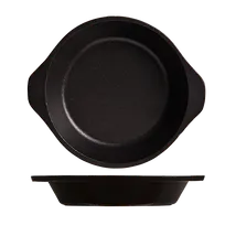 product of Libbey CIS-17 Round Cast Iron Platter, 7" Diameter, 6½" Bottom, 1¼" Height, Black Finish - 6/Case