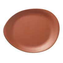 product of Libbey DRI-15-CME Plastic Serving Platter, 14" Oval Melamine, Red Finish, Dishwasher Safe - 6/Case