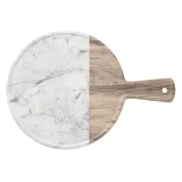 product of Libbey MWM-12-RH Serving Board, 12" Dia x ½" H, Melamine Wood/Marble Finish, Hole Handle - Case