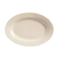 product of Libbey PWC-12 Oval Stoneware Platter, 10-3/8" x 7-3/8" Cream White, Rolled Edge Medium Rim - 24/Case