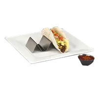 product of Libbey TAT-100 Taco Tray – 6¼" x 3¼" x 1½" Stainless Steel Satin Finish, 2‑3 Compartments - 12/Case