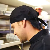 product of Chef Works SCBL-BLK-0 - Black Poly/Cotton Chef Head Wrap, One Size - 1/Box
