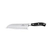 product of Victorinox 7.7323.17G Grand Maitre Forged Santoku Knife, 7" Granton Blade, Black Poly Handle