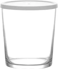 product of LAV HORECA CDZ334 PK0002 Clear Glass Food Container With White Lid, 11.5 Oz, 3-1/2" H x 3-1/4" R⌀, - 12/Case
