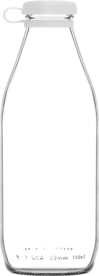 product of LAV HORECA SUT101 PK0002 - 34.5 oz Soda Lime Glass Milk Bottle, Silicon White Lid, 12/Case