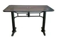 product of Plantation Prestige 2203048-0150ADA Outdoor Table, 48" x 30", Charcoal Mesh Top, ADA T-Base Metal Base