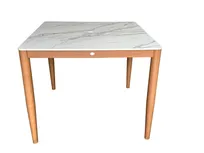 product of Plantation Prestige 8263636-0160 - Outdoor Table, 36" x 36" x 30", Marble Top Umbrella Hole, Frame, Oak Finish