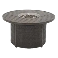 product of Plantation Prestige 8742500-0167 Charleston Fire Table, 47" Aluminum Slat Top, Wicker Base, Tank, 27" LP Gas