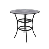 product of Plantation Prestige 87536BT-0140 Madrid Round Bar Height Table, 36" Dia, 40" H, Aluminum Finish, Umbrella Hole