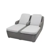 product of Plantation Prestige 8770800-015402 Durango Double Chaise, Dark Gray Wicker, Aluminum Frame, Sunbrella Cushion
