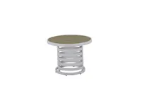 product of Plantation Prestige 8842400-0152 Durango End Table, 24" Round, White Frame, Honey Wood Slats, Commercial Patio