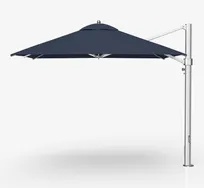 product of Plantation Prestige 9020-01 GRC Cantilever Umbrella, 10 ft Square Top, Matte Silver 3.3"x5" Aluminum Mast, 360° Rotation, Stainless Steel Crank Lift, Infinity Tilt, Grade C Fabric