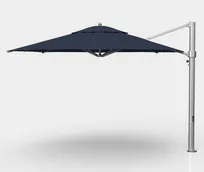 product of Plantation Prestige Commercial Furniture 9021-01 GRC Edison Premium Cantilever Umbrella, 13 ft Octagon top, aluminum ribs, matte silver 3.3"x5" mast, 360° rotation, stainless steel crank lift, infinity tilt, grade B fabric