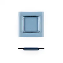 product of Turgla 02-031-15TBLU Square Glass Dinner Plate, 6" x 6", Transparent Blue, Fusion Collection