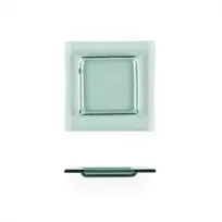 product of Turgla 02-031-15TGRN Square Glass Dinner Plate, 6" x 6", Transparent Green, Fusion Collection
