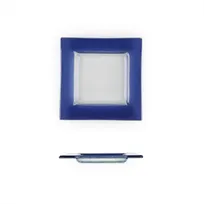 product of Turgla 02-032-15CBLCLR - Square Glass Plate, 6" x 6", Blue Fusion Finish, Premium Glass