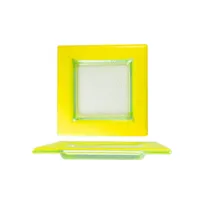 product of Turgla 02-032-15YLWCLR Fusion Square Glass Plate, 6" x 6", Yellow Color, Durable Glass Dinnerware