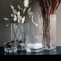 product of Turgla 17515 Clear Glass Bud Vase, Square 6"x6"x16", Straight Style Decorative Senses