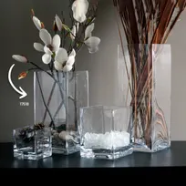 product of Turgla 17518 - Clear Glass Square Bud Vase, 6" W x 6" D x 12" H, Straight Style, Decorative