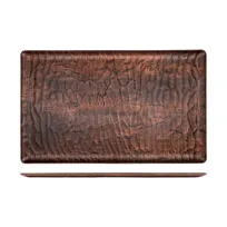 product of Turgla TRI534 EcoGrain Platter, 20.75" x 12.75" x 0.5" Rectangular Brown Flat Plastic Plate