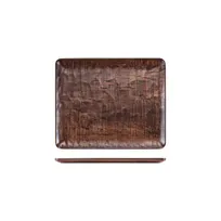 product of Turgla TRI535 EcoGrain Platter, Rectangular Plastic Plate, 12.75" x 10.5" x 0.5", Brown