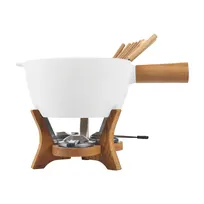 product of Boska 340301 Party Fondue Mr. Big - 15.35" Dia x 15.75" H with Pan, 12 Forks, 3 Burners, Wooden Base