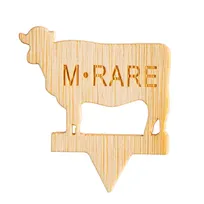 product of TableCraft Products 13111 Cow-Shape Steak Markers “M-RARE", 1.25" x 0.1", Bamboo, Rare - 100/Pack