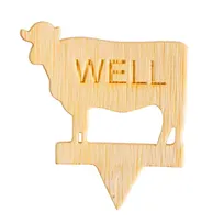 product of TableCraft Products 13114 Cow-Shape Steak Markers Well, 1.25" x 0.10" Natural Bamboo - 100/Pack