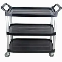 product of Prepline T-1632-BP Polypropylene Utility Bussing Cart, 3 Shelves, 300 lb Capacity
