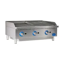 product of Globe GCB36G-RK 36" Countertop Gas Lava Rock Charbroiler w/ (3) Burners, 120.000 BTU