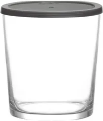 product of LAV HORECA CDZ334 PK222 - Clear Glass Food Container with Gray Lid, 11.5 oz (3-1/4" H x 3-1/4" R⌀ x 2⅞" B⌀) - 12/Case