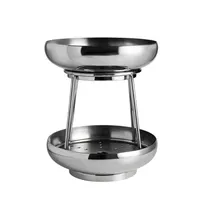 product of Steelite 5850JX002 2‑Tier Seafood Tower Coupe, 9.5" Stainless Steel with Drains, USA - 1/Case