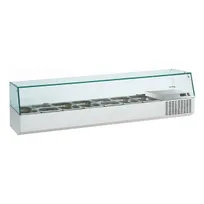 product of QualServ UCGAC166 65" Glass-Top Refrigerated Condiment Rail, (7) GN 1/3 pans capacity