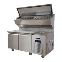 product of QualServ UCPS568-SS61A 68" 2-Door Refrigerated Pizza Prep Table, Marble Top, 13.94 cu. ft.