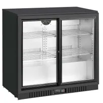 product of Unity U-BB2 Two-Section Cooler 36" Wide, 12 cu ft, Black Aluminum, Glass Sliding Doors, Temp Control