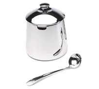 product of Frieling 0106 Sugar Bowl - 10 oz, 4" H, Mirror-Finish 18/10 Stainless Steel with Lid and 5" Spoon