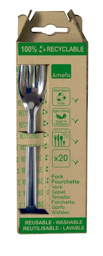 product of Amefa 025905AG20BF1 Fork, 6-1/2" Stainless Steel, 18/0 Finish, 0.5" Thick, Recyclable - 20/Box