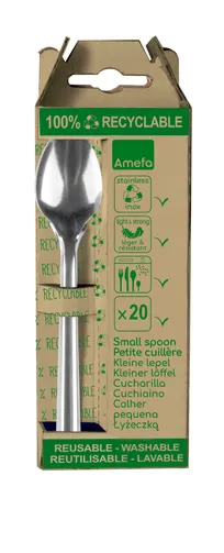 product of Amefa 025905AG20BH1 Small Spoon 4"-7/8" Stainless Steel Tumble 0.5 mm Reusable 100% Recyclable - 20/Case