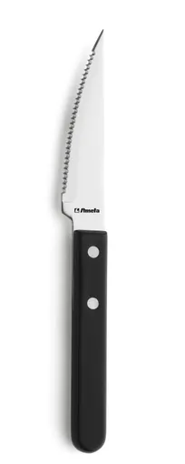 product of Amefa 700000B000621 Steak Knife, 9" 18/10 Stainless Blade, Black POM Handle, 8"-9" Length - 1 Dozen