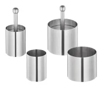 product of Kuechenprofi K0904982806 - 6-Piece Pastry Ring Set, 2" & 3" Molds and Tampers, Stainless Steel - 6/Set