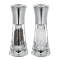 product of Kuechenprofi K3044153800 Salt & Pepper Mill Set, 2" Dia x 5" H, Acrylic Body, Ceramic Grinder