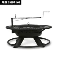 product of Pit Boss PB410FP Outdoor Fire Pit, 2-in-1 Wood Fire Pit, 483 Sq In Cooking Surface, Steel Grid