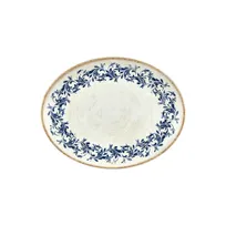 product of Turgla T-KRAZT31OV-6 Kario Oval China Platter, 12" x 9.5" x 1" Porcelain, Blue Vitrified Finish