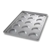 product of Chicago Metallic Bakeware 41002 Bun Pan, 15-Cup 4-1/8" Rounds, Steel, AMERICOAT Silicone Glaze, USA
