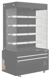 product of Hubert 103408 Open Air Merchandiser, 48" W x 96" H, 26.8 cu ft, Black, LED, 4 Glass Shelves, Auto Defrost