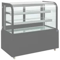 product of Hubert 152796 Bakery Display Case, 48.8"W x 27.1"D x 47.4"H, 7.42 cu ft, Black, Curved Glass, 33-40°F