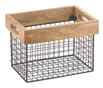 product of Hubert 20550 - Wood & Wire Crate, Rectangular, 5 lb Capacity, 11"-3/4 L x 7"⅞ W x 8" H, Black Base